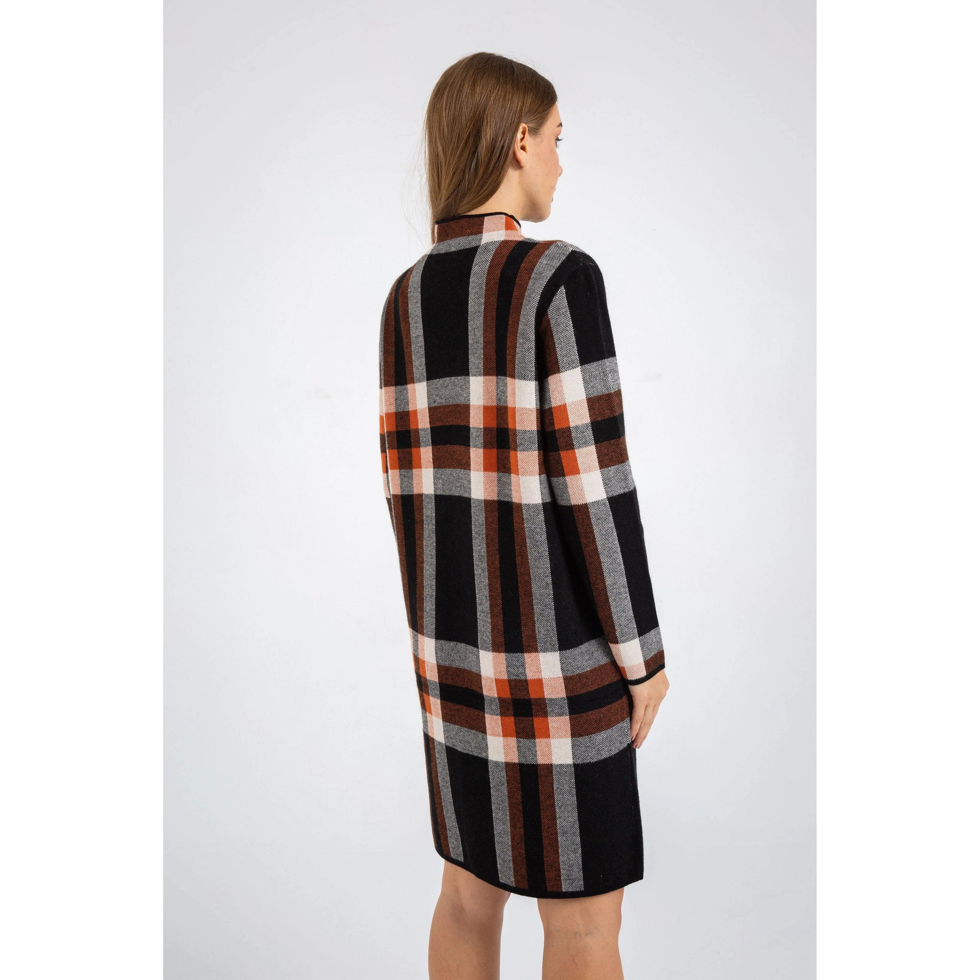 Long Sleeve Turtleneck Plaid Pullover Sweater Dress