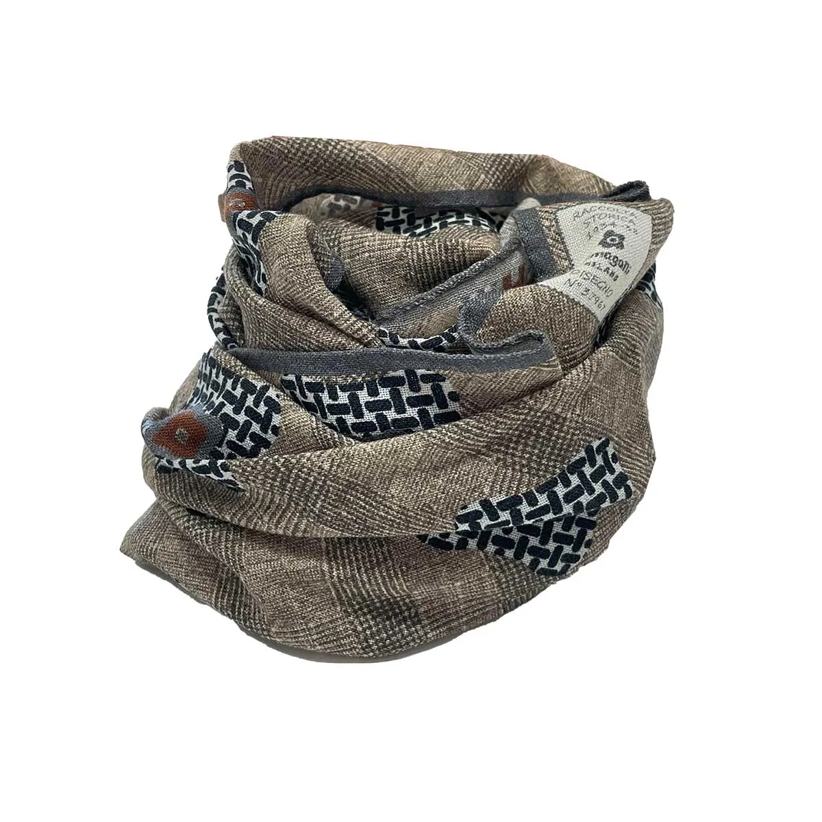 MADRID - Vintage archive wool scarf beige & grey super soft with medallion