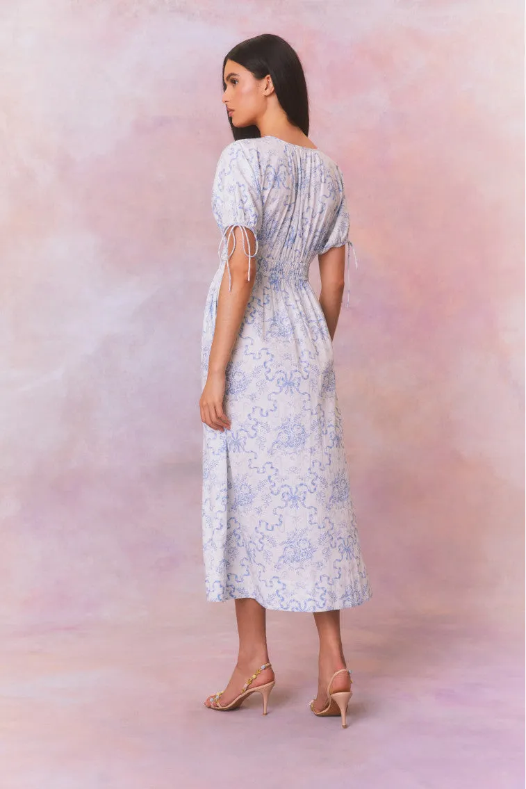 Mastey Bow Print Midi Dress