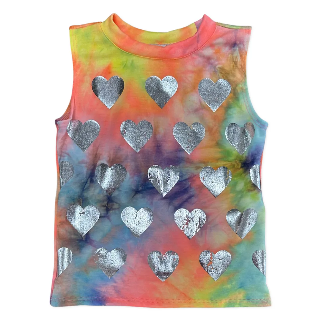 MIA New York Tie Dye Foil Heart Tank - Rainbow