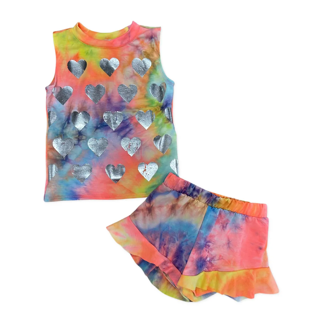 MIA New York Tie Dye Foil Heart Tank - Rainbow