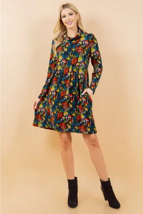 Mushroom Print Sweater Dress - Size S