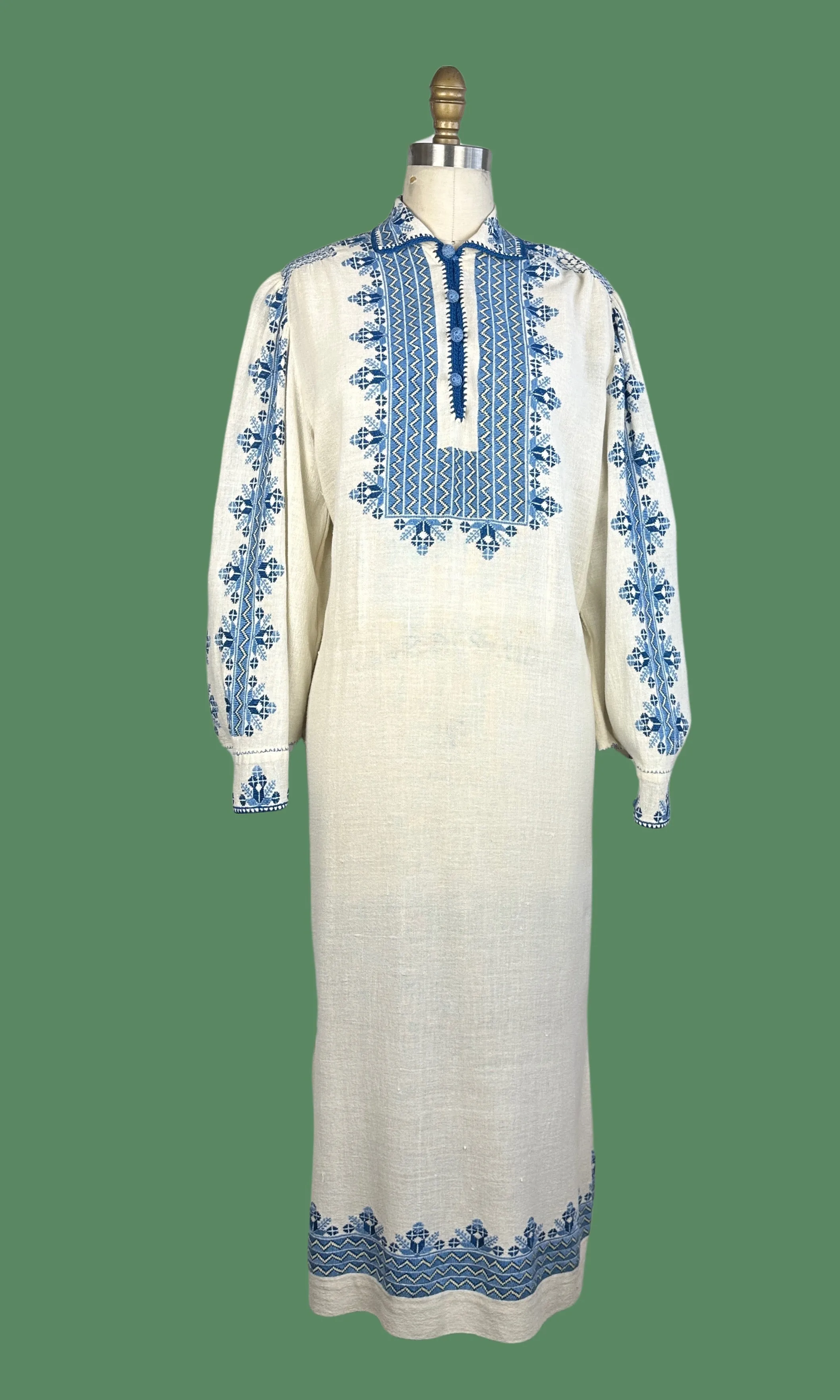 NICE FOLK Hungarian 60s Embroidered Cotton Gauze Dress • Small Medium