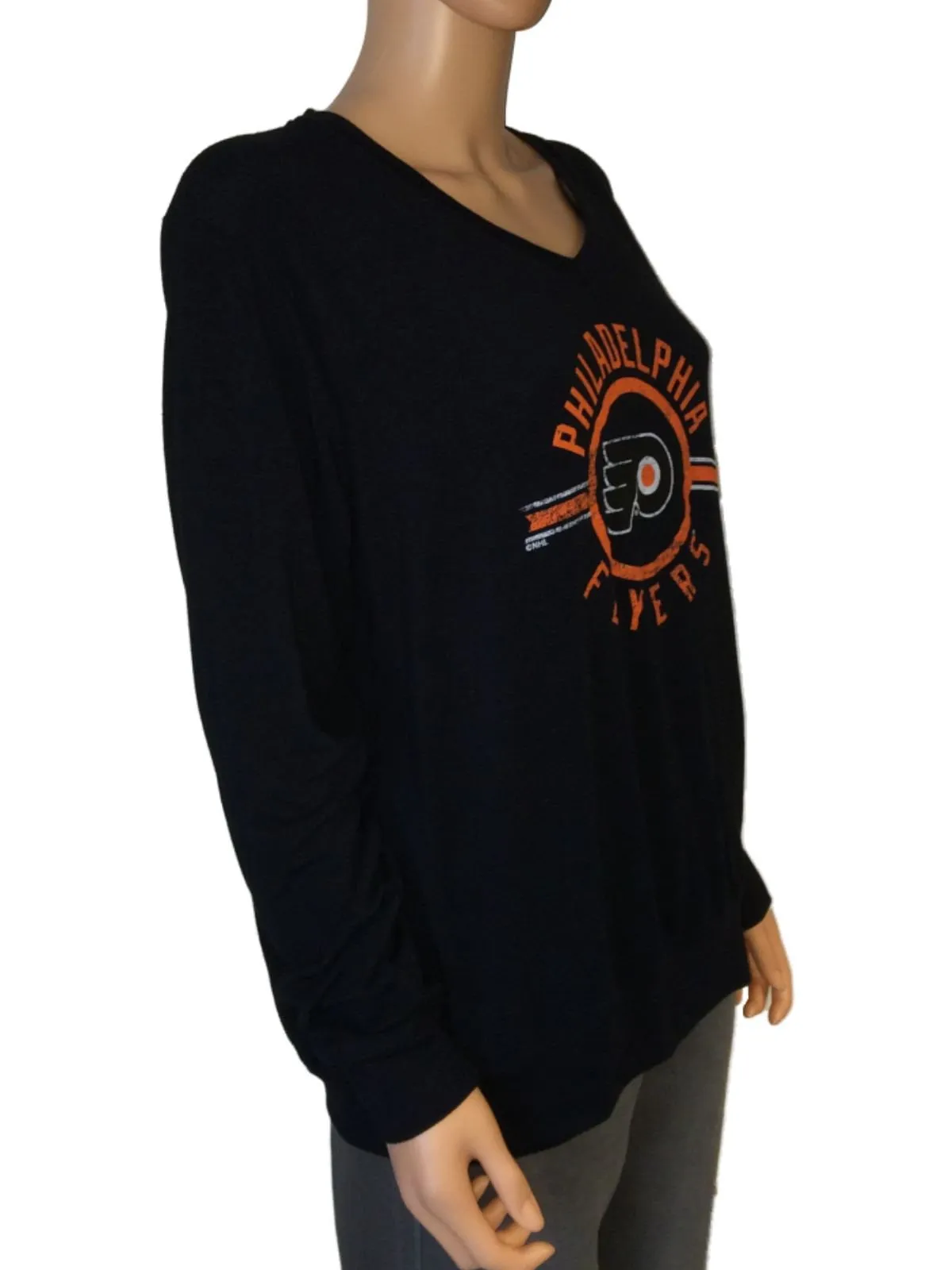 Philadelphia Flyers SAAG Women's Black Tri-Blend Ultra Soft V-Neck Sweater