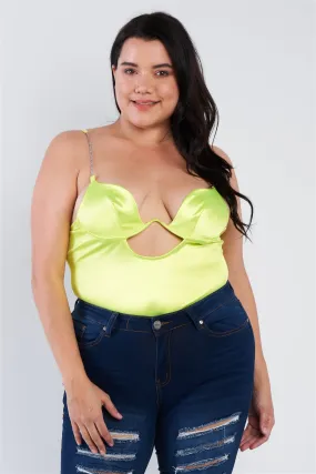 Plus Size Silk Center Cut Out Bodysuit