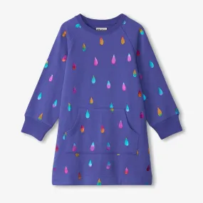 Rainbow Raindrops Sweatshirt Dress