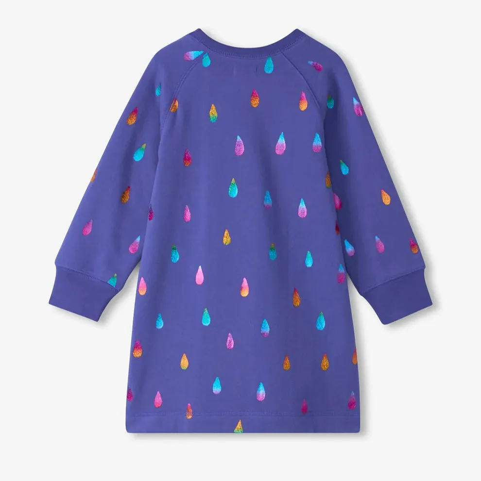 Rainbow Raindrops Sweatshirt Dress