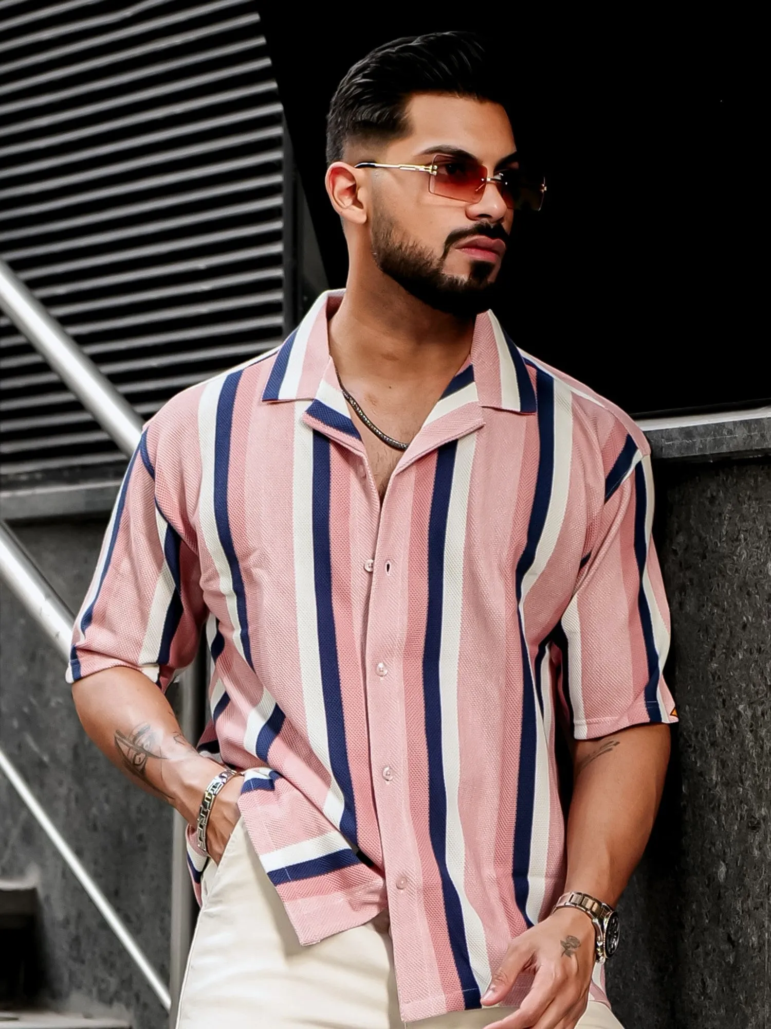 Roman Stripe Pink Shirt