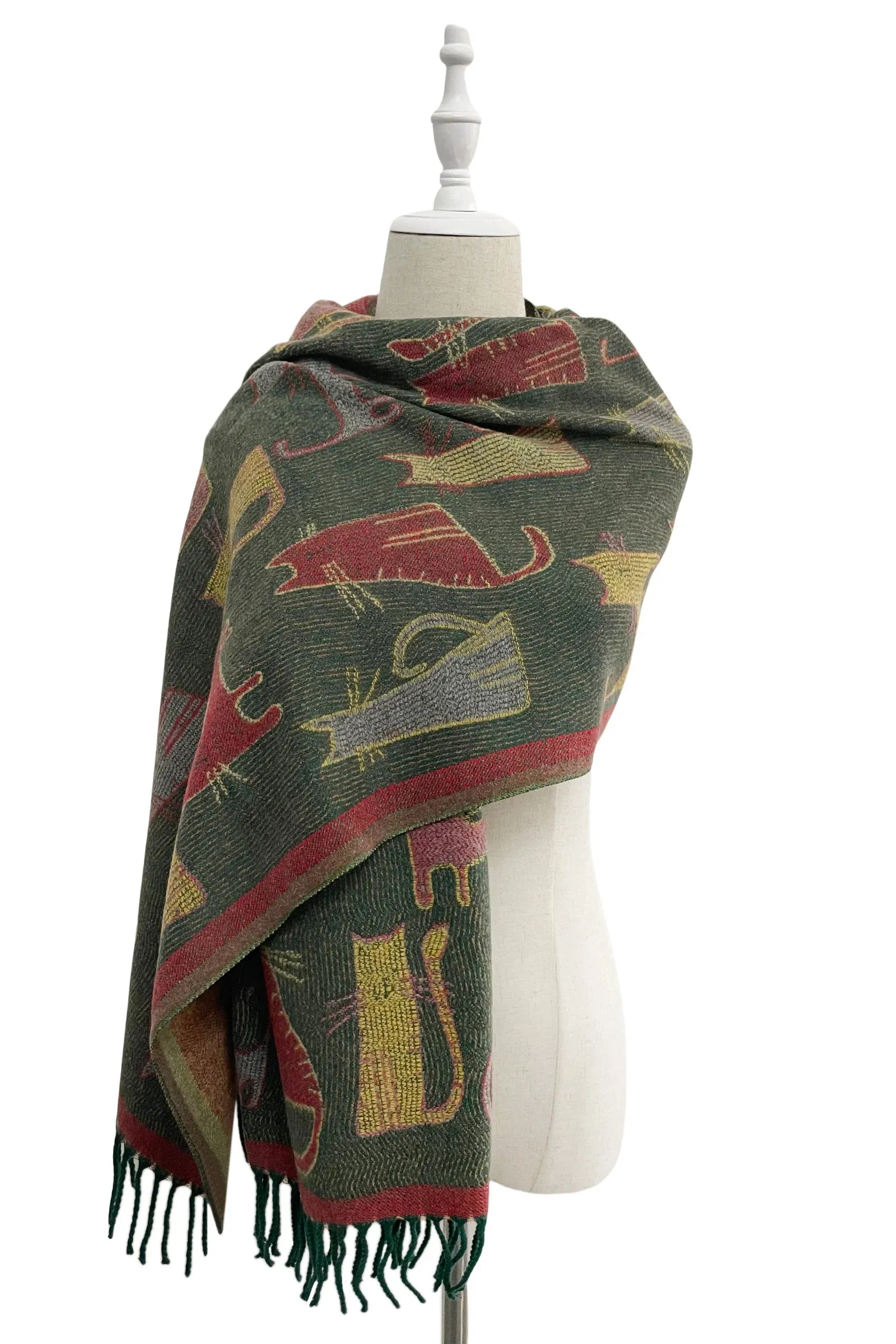 SC-7889-C Green Cat Scarf