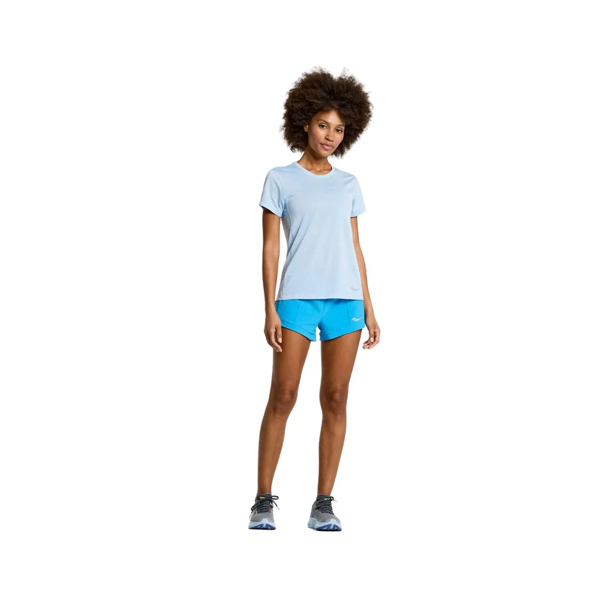 Short Sleeves Shirt Saucony Stopwatch Light Blue Women