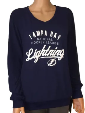 Tampa Bay Lightning SAAG Women's Navy Tri-Blend Ultra Soft V-Neck Sweater