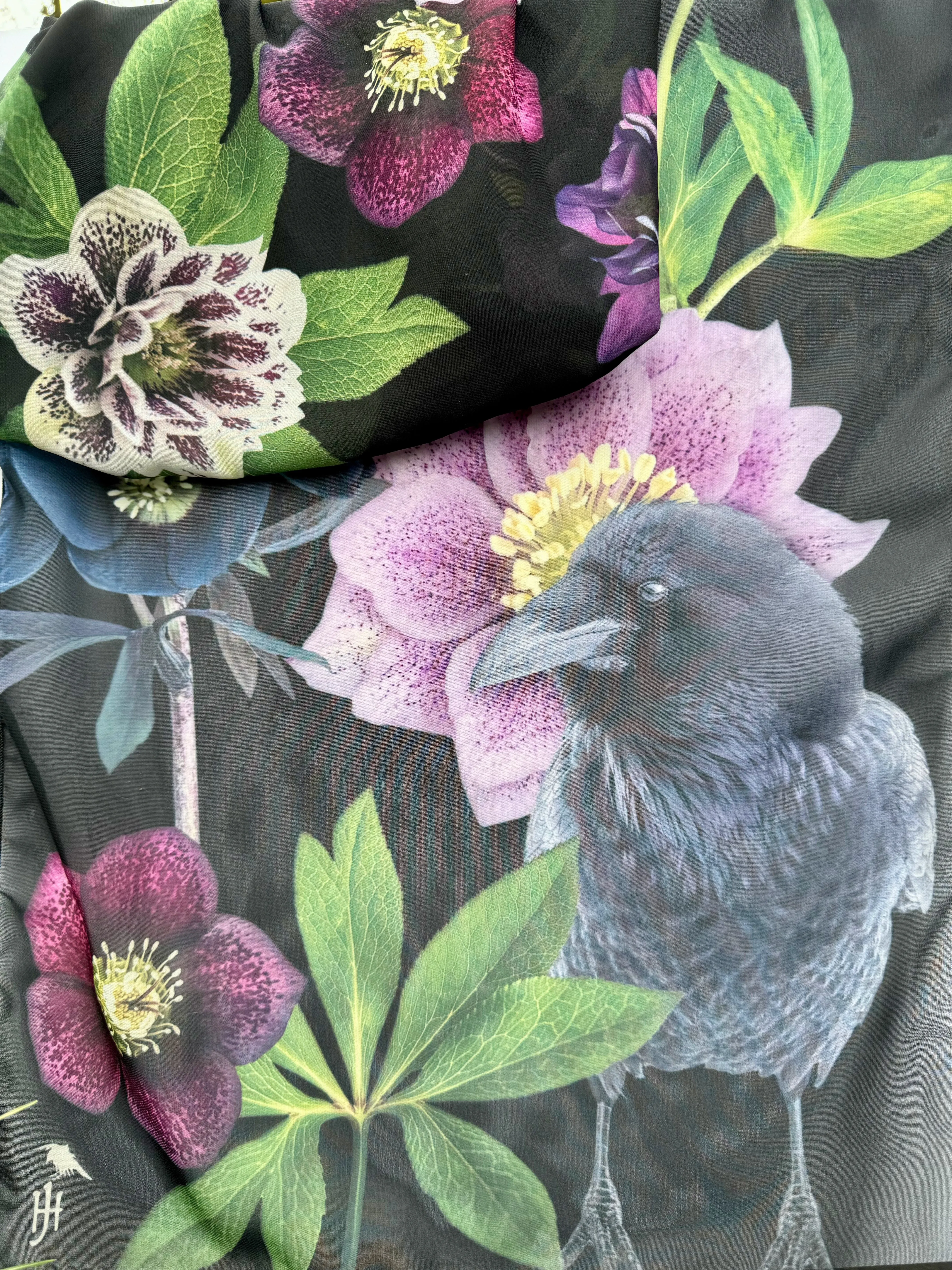 THE RAVEN GARDEN OF HAPPINESS - Long PolyChiffon Scarf