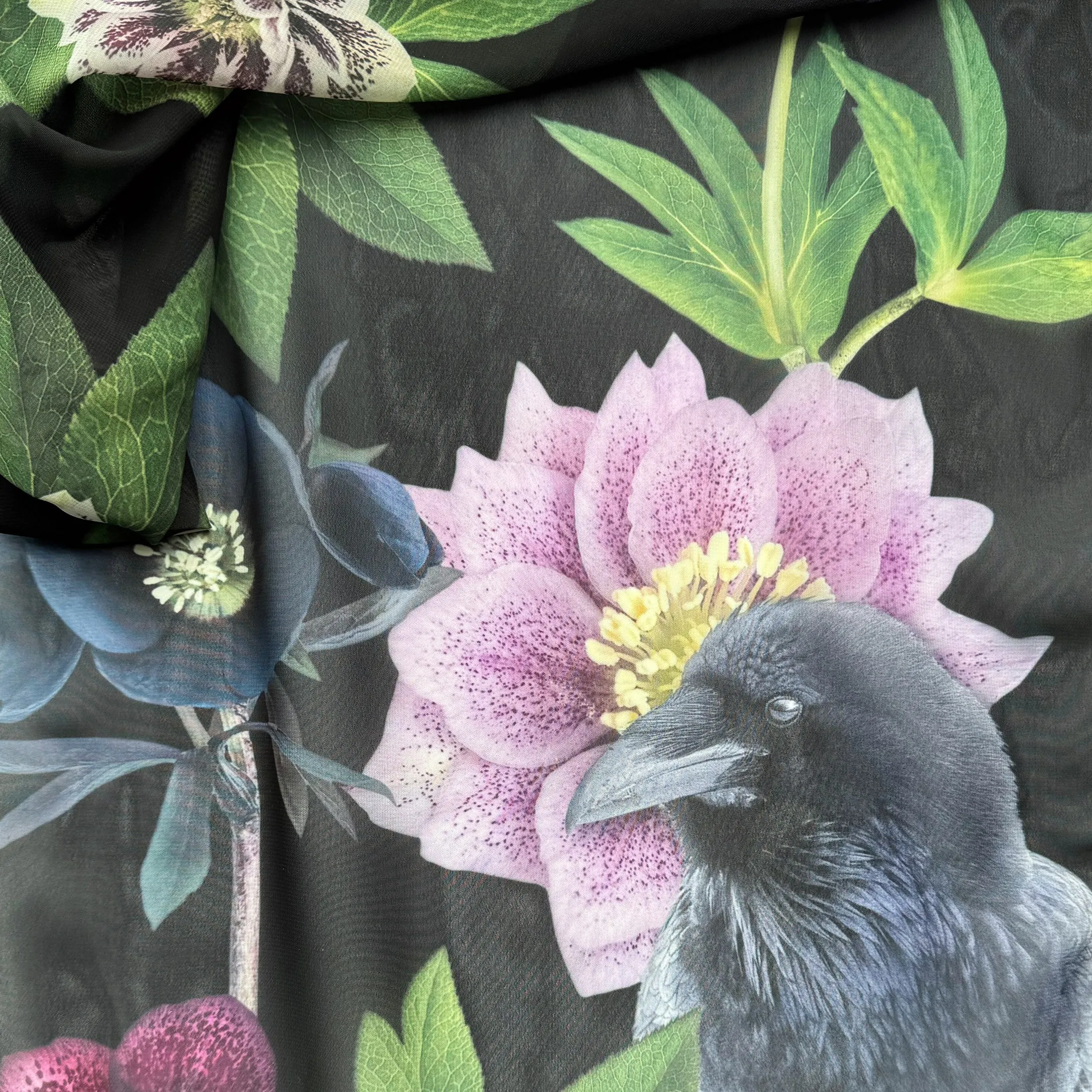 THE RAVEN GARDEN OF HAPPINESS - Long PolyChiffon Scarf