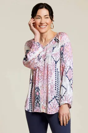 Tribal | Printed Lace-Insert Blouse | Women's