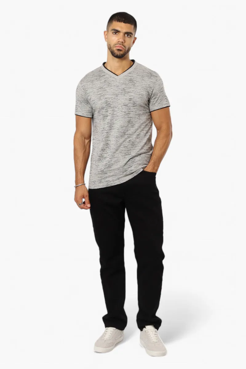 Urbanology Patterned V-Neck Tee - Grey