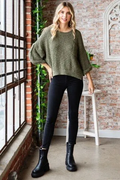 Veveret Rolled Half Sleeve Sweater