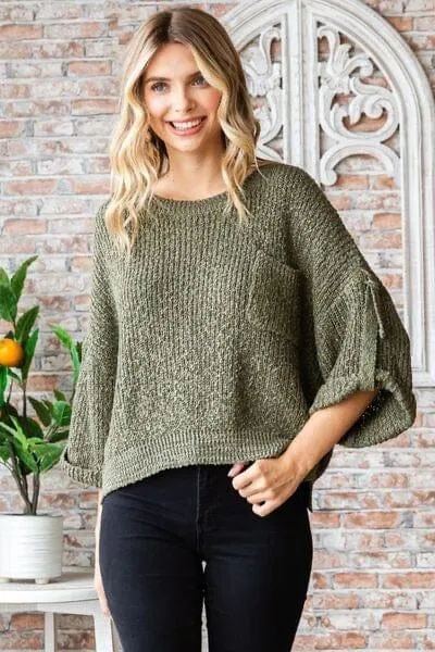 Veveret Rolled Half Sleeve Sweater