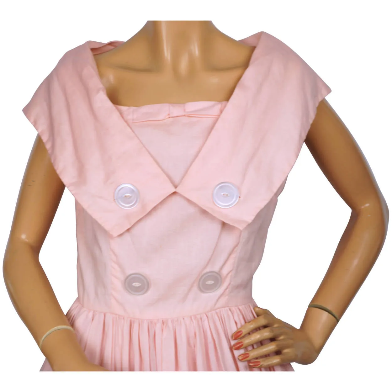 Vintage 1950s Pink Cotton Day Dress Size S M