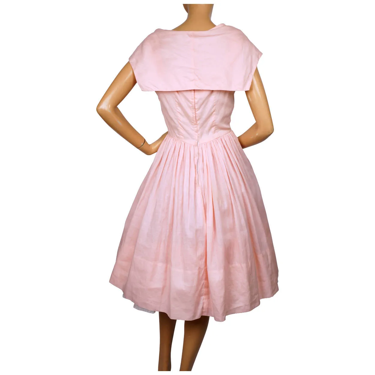 Vintage 1950s Pink Cotton Day Dress Size S M