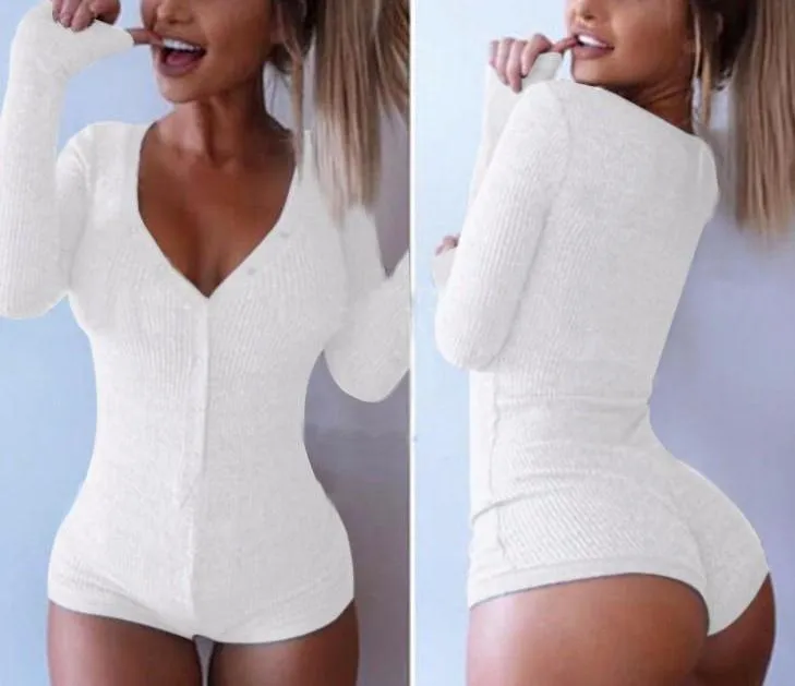 Women Long Sleeve Bodysuit Cotton