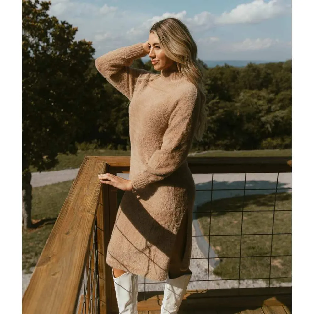 Women's Turtleneck Midi Sweater Dress