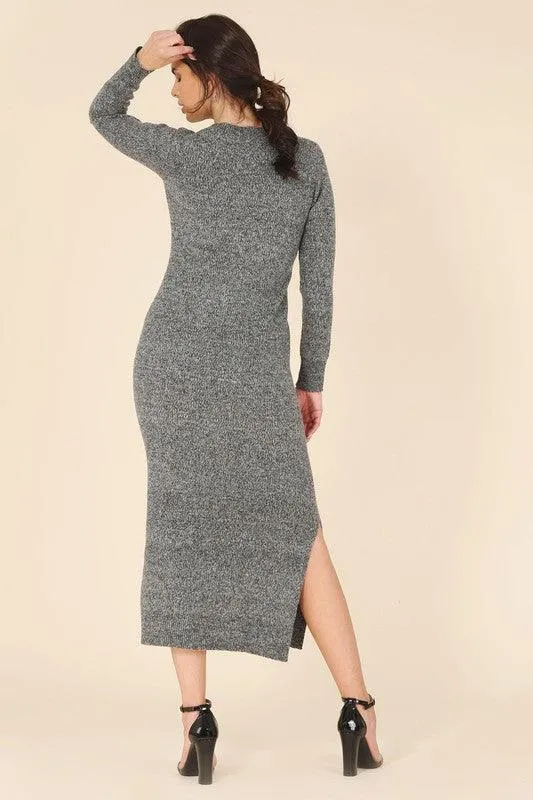 Womens V-Neck Sweater Maxi Dress