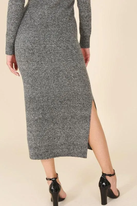 Womens V-Neck Sweater Maxi Dress