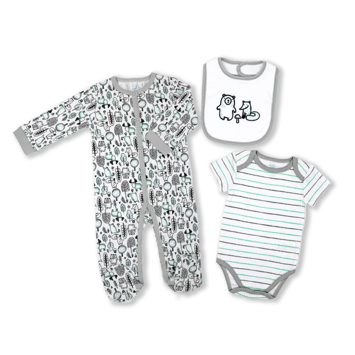 Woodland Baby Bodysuit Set